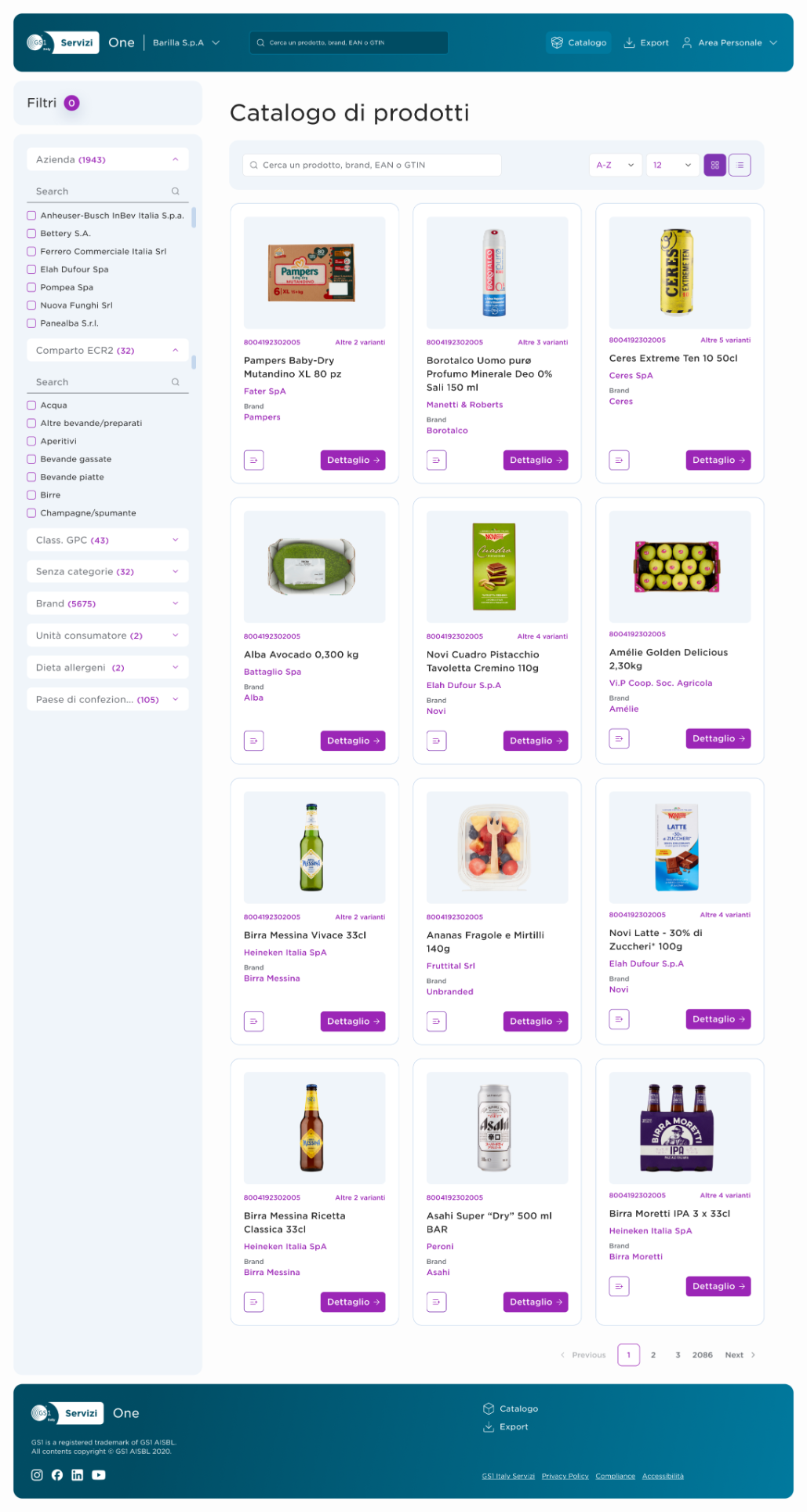 Product catalog grid