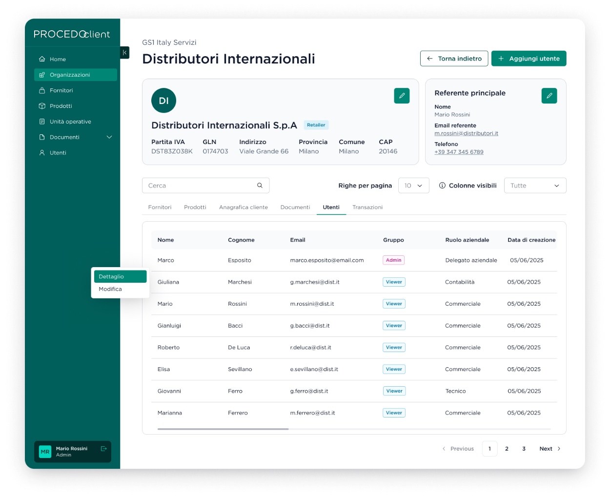 Procedo Retail distributor detail screen